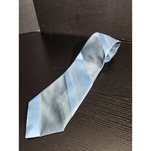 Robertson Mens Store Striped Necktie Blue Gray Silk Blend Formal Business